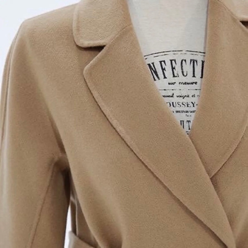 Classic Camel Hair Wool Wrap Coat